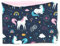 Kleine Könige Loop Schal Kinder Mädchen bis 10 Jahre · Modell Unicorn Regenbogen Einhorn marine · Innen Fleece rosa · Made in Germany