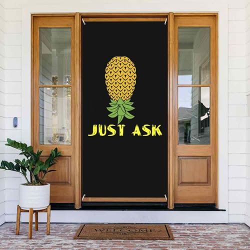 Upside Down Ananas, lustige Swinger-Türabdeckung, Dekoration, Hintergrund, Banner, Veranda, Schild, Fotografie, Hintergrund, Wandteppich, Party, Urlaub, Zubehör für drinnen und draußen, 90 x 180 cm