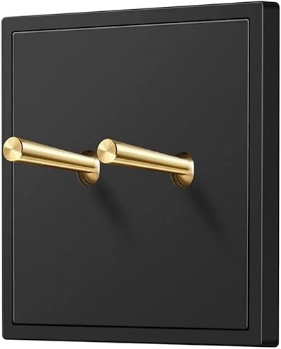 Fluktuierender Schalter, 1-4 Gang 2 Wege Einzel-Doppelsteuerung 86 Typ Retro Wandleuchte Messinghebel Massivholz Retro Eiche Hebelschalter(2 Gang)