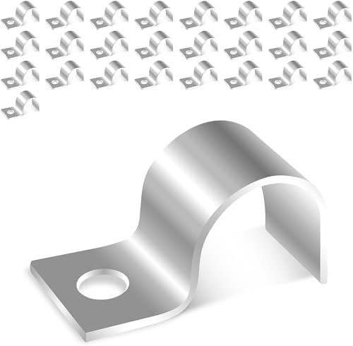 Jyvex 25 Pezzi Collari per Tubi, 16mm Cavallotti per Tubi Tondi, 304 Spessorato Fermo Tubo, Singolo a U Morsetti Tubi Per il Fissaggio di Cavi, Fili e Tubi