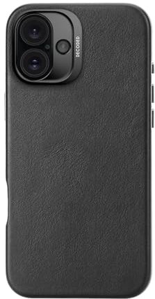 Decoded Lederhülle für iPhone 16 Plus, MagSafe-kompatible Hülle, Aus Hochwertigem ECCO-Leder, Hervorragender Fall- und Aufprallschutz, Kratzfeste Handyhülle, Metalltasten, Schwarz