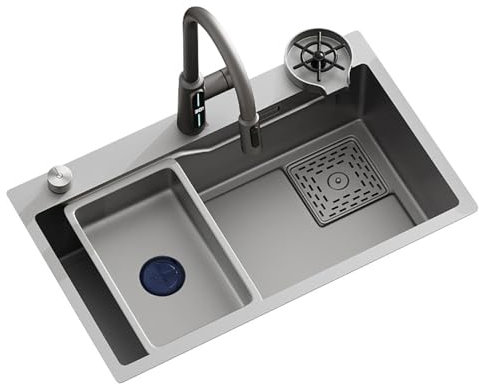 USMCPQVXN Évier de Cuisine Mini Gris Bar Simple Fente 304 En Acier Inoxydable Petit Sous Comptoir Évier de Cuisine Encastré Pour Balcons À La Maison En Acier Inoxydable Lavage Étanche/6045