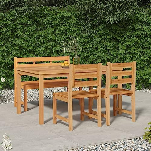 KATERYY 4-TLG. Garten-Essgruppe Massivholz Teak,Gartengarnitur aus Teakholz: Modernes EssgruppenSet für Garten und Terrasse