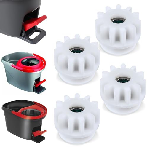 Piriuuo 4 Stück Spin Mop Ersatzteile, Mop Pedalbesen Zahnrad Ersatz für Spin Mop-Eimerkupplungslager-Zahnradräder Ersatz für Einweg-Lagerkettenräder und Pedalreparatur für Vileda und Weitere