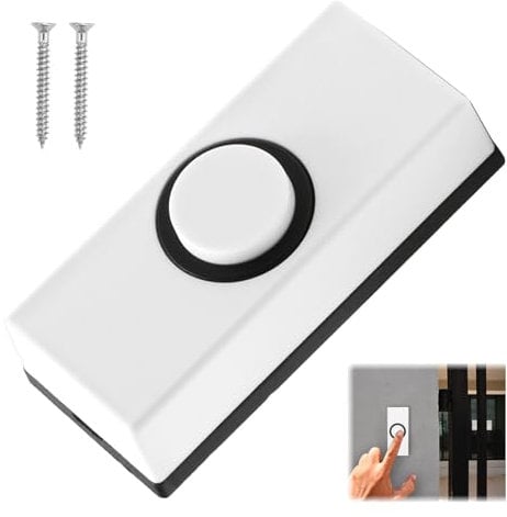 Wired Doorbell Button Universal Door Bell Push with 2Pcs Screws Wall Mounted Wired Door Bells Weatherproof Plastic Button Fits Most Doorbell Chimes for Home Garage Warehouse 55 * 24 * 14mm