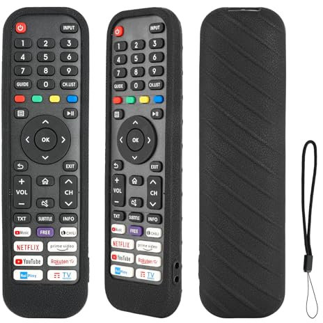 Silicone Remote Control Case Compatible with Hisense EN2G30H EN2H30H EN2X30H EN2A30 EN2R30N EN2K30P EN2P30H EN2J30H TV Remote Control Protective Cover Shockproof with a Lanyard (Black)