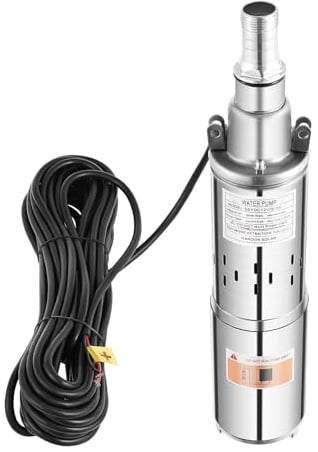 Solar Wasserpumpe 180W Tauchpumpe Tiefbrunnenpumpe Leise Tauchbrunnenpumpe Edelstahlbrunnenpumpe max. Durchfluss 1.2m³/H max. Förderhöhe 20m für Bewässerung