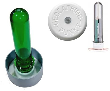 Geocaching D5 schwer Versteck Pfostendose + Vermessungspunkt Geocache Set