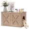 PawHut Cat Litter Box Enclosure, Cats House Litter Box Furniture with Double Doors and Side Entrance, Non-Slip Pads, Indoor Kitty House Hidden Washroom Toilet for Living Room, Walnut Brown
