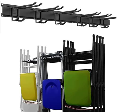 Oracra Folding Chair Storage Rack Wall Mount, Hanging Chairs Stand Garage Mechanism, Metal Shelf Plate/Garden Tool Holder, Space Saver Chair Manager