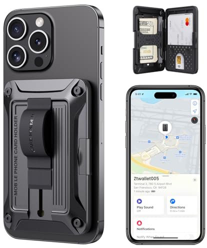ZtotopCases Card Holder Compatible with Magsafe Wallet, Work with Find My, Magnetic Wallet for iPhone 16/15/14/13/12 Series, Fit 3 Cards, Black