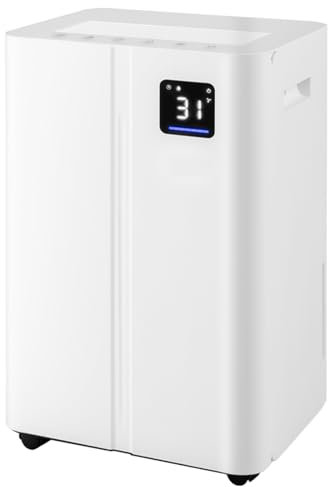 HOMFME 20L/Day Dehumidifier for Home Damp, Dehumidifiers with Auto & Continuous Drying & Sleep Mode, 2 Speeds, 3 Color Indicator Lights, 24H Timer, Continuous Drainage, Digital Display, Auto Defrost