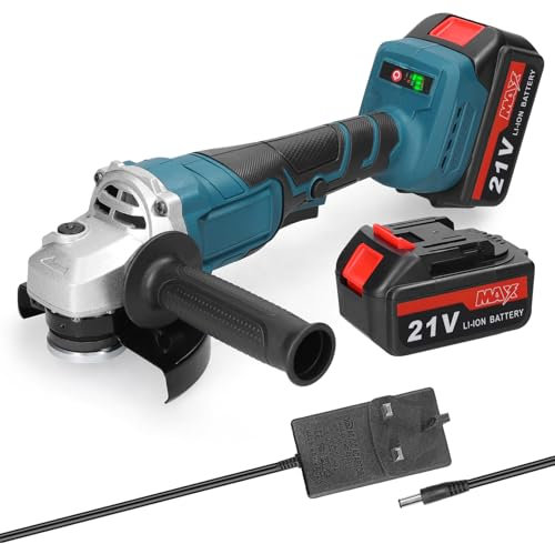 Weytoll 125MM Cordless Angle Grinder, Professional Brushless Angle Grinder with 2 Batteries Electric Grinding Tool Suitable for Polishing, Cutting and Grinding Tiles, Wood, Stone, Steel, etc