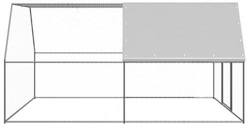 Vopese Geräumiger Hühnerkäfig aus verzinktem Stahl mit PE-Dach - Silbergrau, 3x4x2m, ideal für Kleintiere und große Vögel Model3089324
