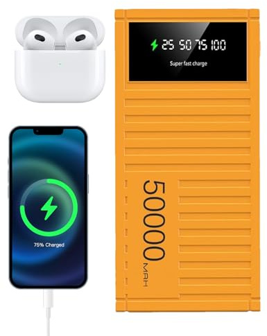 Batterie Externe, 66W 50000mAh Power Bank avec Écran LED, Forme De Conteneur Créative, Batterie Portable USB Input & Output, Charge Rapide Powerbank Compatible avec Smartphone, Tablettes