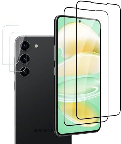 VideoSecu 2+2 Stück für Panzerglas für Samsung Galaxy S23 Kamera Schutzfolie, 9H Härte HD Blasenfreie Gehärtetes Glas Displayschutzfolie Touchgenauigkeit, Kratzfest, Vollständige Abdeckung