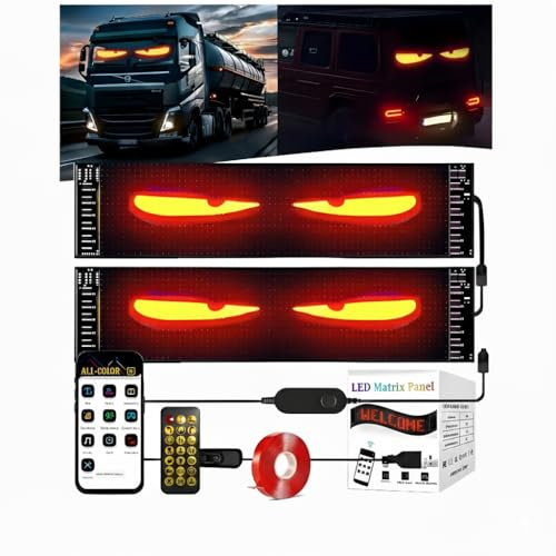 Infinn 2er Set Devil Eyes - LED Augen für LKW und Auto, (2 Stück je 10 x 35 cm), Dynamisch Programmierbar per APP-Steuerung, Bedienung per Fernbedienung, LED Leuchtschild