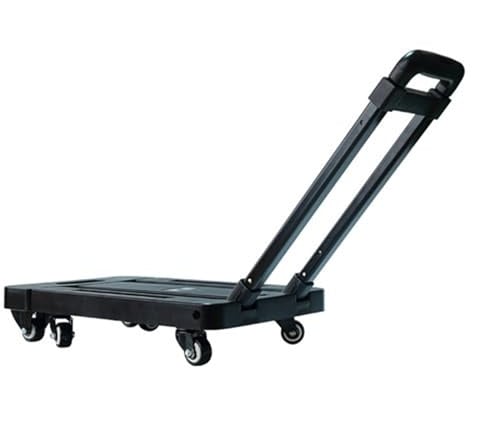 DUANHOZ Flachbett-Trolley 200 kg, Faltbarer Kunststoff-Trolley, Haushalts-Faltgepäckwagen, 6 Räder, zusammenklappbarer Plattform-Handwagen, Kunststoff-Flachbett-Trolley (Schwarz)