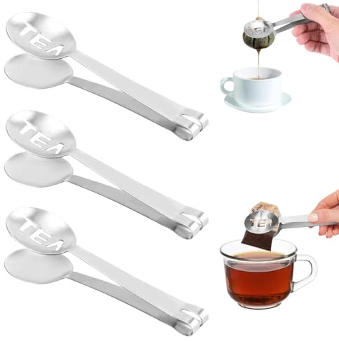 dinghaole Lot de 3 pinces à sachets de thé, outil de thé efficace pour une extraction facile, pinces antidérapantes pour sachets de thé pour glaçons/glaçons, accessoires de thé durables avec nettoyage