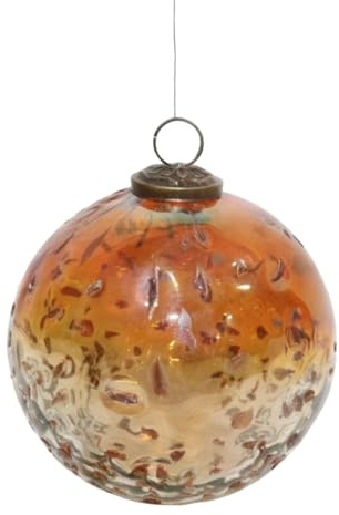 Antikas - Premium Weihnachtskugeln Glas, orange glänzend - handgemacht in Indien, ⌀13 cm, 4er Set