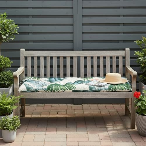 Ventouse Bankauflage Outdoor für Gartenbank Hollywoodschaukel: 100x50x8cm Wasserdicht Sitzkissen Bank mit Rutschfesten Gartensofakissen für Indoor & Outdoor Patio (Hawaiianisch, 100x50x8cm)