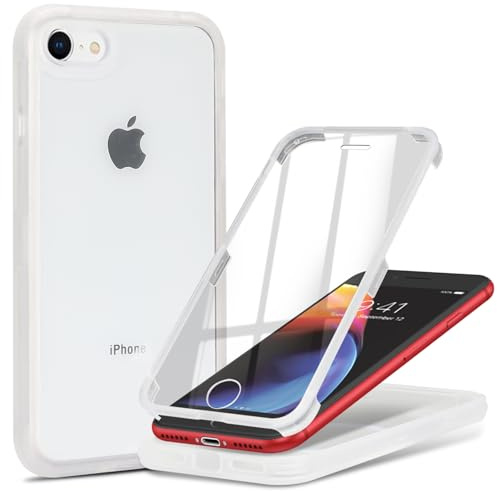 Zouzt Matte for iPhone SE 2022 (3rd)/2020 (2nd)/iPhone 8 Case, White | 360 Full Body, Translucent Matte, Military Grade Drop Proof, Rugged Shockproof Protective, Anti-Fingerprint Phone Case