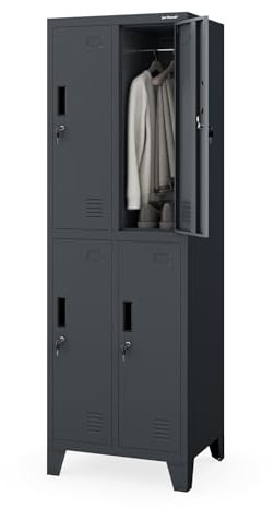 Jan Nowak Umkleideschrank Spindschrank Metall, 4 Fächer, abschließbar