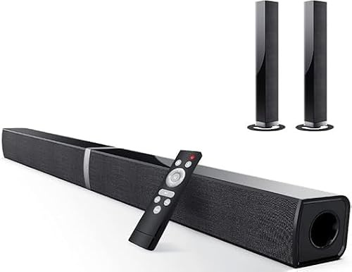 HoYLluDLL 2.0 Kanal Soundbar für Fernseher, 32 Zoll Teilbare 2-in-1-Soundbar für TV Geräte mit 3 EQ-Modi und 3D-Surround-Sound, TV Lautsprecher Soundbars Bluetooth 5.3, ARC/Optical/AUX