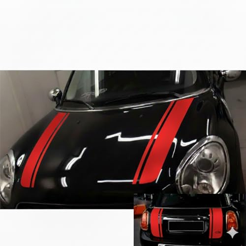 Aufkleber für Mini Cooper Motorhaube und Kofferraum, Doppelstreifen, Countryman, Clubman, Rot #02