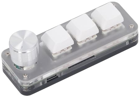 Riuulity Mini Clavier Robuste et Durable à 3 Touches, pour Usines et Ateliers, Câble de Données USB C en Métal Acrylique ABS
