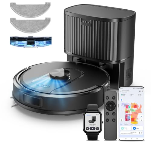 Vexilar Robot Vacuum Cleaner with Mop,10000Pa Strong Suction,Self Emptying | 180Min Runtime Robot Vacuum,360°LiDAR Navigation,Auto Recharge-Resume,APP Control,5 Precise Floor Maps,2L Auto-Empty Dust Bag