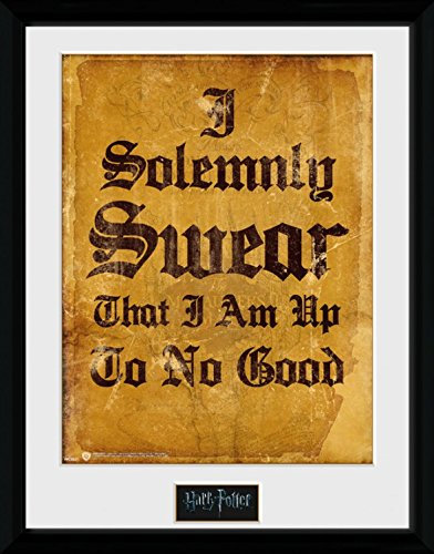 Harry Potter Poster Die Karte des Rumtreibers, Ich Schwöre Feierlich, DASS Ich EIN Tunichtgut Bin Gerahmtes Bild Für Fans Und Sammler | Wand-Bilder | Im Bilderrahmen 40x30 cm