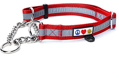 Pawtitas Martingale Ketten-Hundehalsband Welpenhalsband Reflektierendes Hundehalsband Trainingshalsband für Hunde Ketten-Erziehungshalsband für Hunde Halsband Groß Hundehalsband Rot Hundehalsband