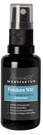 Folsäure Mundspray Hochdosiert 5000µg Vegan - 20ml 140 Sprühstöße Direktspray - Alkoholfrei, ohne Zucker, geeignet für Schwangere und Kinder