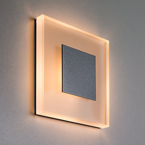 LED Treppenbeleuchtung Premium SunLED Large Warmweiß 230V 1W Echtes Glas Treppenlicht mit Unterputzdose Treppen-Stufen-Beleuchtung Wandeinbauleuchte (ALU: Silbergrau; LICHT: Warmweiß, 1 Stück)