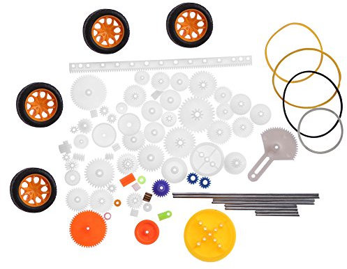 78PCs Kit Engrenages en Plastique, Engrenages en Plastique Haute Performance Poulie Arbre Ceinture À Vis sans Fin Rack Set DIY Engrenage Assortiment Accessoires pour Jouets