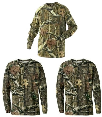 Men's Camouflage Camo Long Sleeved T-Shirt | Real Tree Jungle Forest Print Cotton-Polyester Blend Stylish Fishing & Hunting | Clothing Sizes M to 5XL (UK) | Perfect for Outdoor Adventures