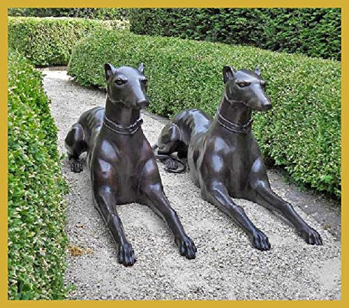 IDYL Bronze-Skulptur EIN Paar Hunde liegend | 54x26x120 cm | Hunde Tierfigur aus Bronze handgefertigt |Gartenskulptur oder Wohnbereich-Dekoration | Hochwertiges Kunsthandwerk | Wetterfest