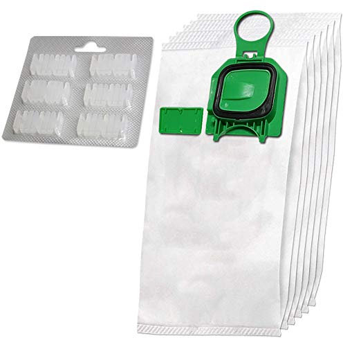 Juego de 6 premium bolsas de aspiradora de microfibra + 6 ambientadores adecuadas para Folletto Vorwerk Kobold 140, 150, VK 140, VK 140, VK150, VK150, FP140, FP150 - con cierre higiénico