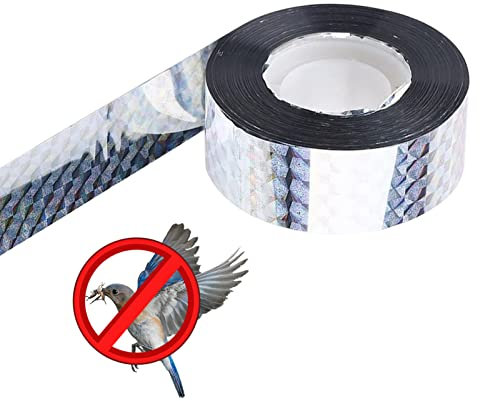 HERCHR Silber Reflective Tape, Tape Bird Scare Ribbon Reflective Flash Bird Abschreckungsband Visual Flash Repeller Ribbon für Garten, Terrasse, Feld und Zaun 90M