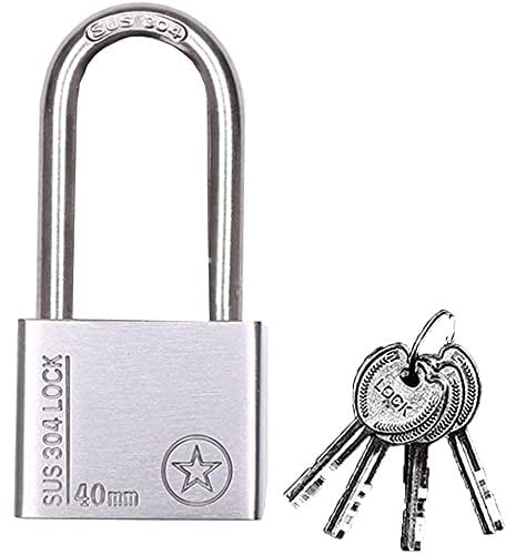 304 Stainless Steel Padlock Padlocks Outdoor Heavy Duty Padlock Weatherproof with 4 Keys,Waterproof Padlock Locks for Garden Shed Garage, Fence, Storage Units, Outdoor Indoor Use(4cm)