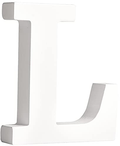 WOOOOZY MDF Holz Buchstabe 11cm, L, weiß, 3D-Buchstabe, bemalbar und gestaltbar, für Wand- und Raumdeko