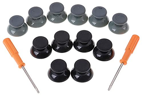 NSLikey 6Pcs Mushroom 3D Analog Stick Joystick Thumbsticks Caps with Screwdriver Tool for Xbox 360 Gamepad Controller (Black)