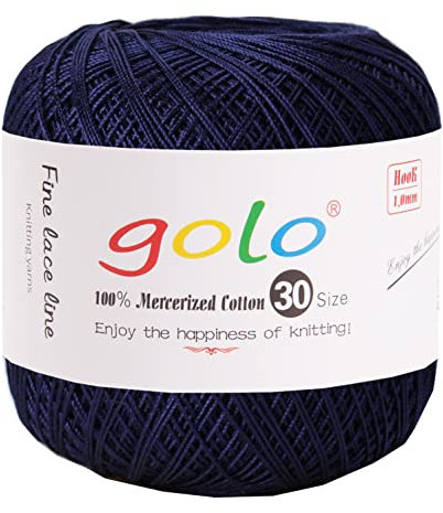 golo Häkelgarn 30 für handgestricktes Häkelgarn Gewinde häkeln (Blau-335)