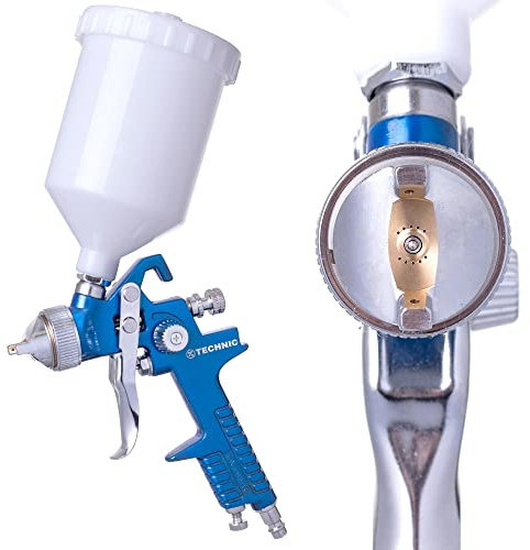 TC TECHNIC Spritzpistole mit Düse 1,4 mm - Schwerkraftzufuhr HVLP-Lackierpistole, 600ml Becher, zum Ausbessern von Autolack, Grundierung, Klarlack