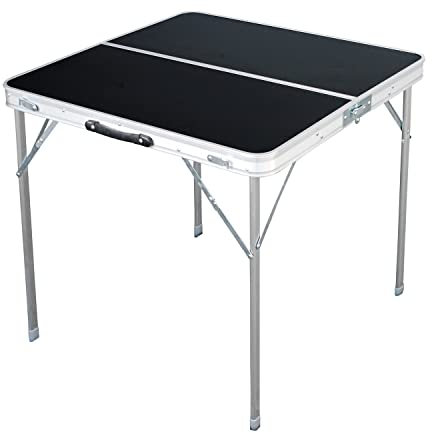 XL Aluminium Campingtisch schwarz Klapptisch Gartentisch Camping mit Tragegriff Reisetisch 80x80x70cm