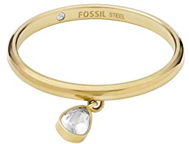 Fossil Damen-Damenring Edelstahl Glasstein 53, Gold 32021030