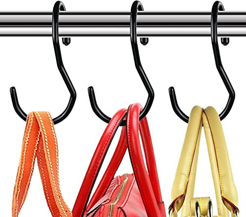 Baoswi 8 Stück Geldbörsenaufhänger für Schrank, einzigartiges gedrehtes Design, Taschen-Kleiderbügelhaken, große Größe, Schrankstangen-Haken zum Aufhängen von Geldbörsen