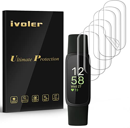 ivoler 6 Stück Schutzfolie Displayschutzfolie für Fitbit Inspire 3, 3D Vollständige Abdeckung [Wet Applied] [Anti-Kratzen] [Blasenfrei] HD TPU Weich Folie