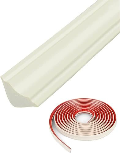5M Moulure Plafond Moulage Auto-adhésive Flexible Bordure Bandes de Calfeutrage Moulure Murale en Mousse pour Bords de Murs Plafond (Crème, 25 x 16 mm)